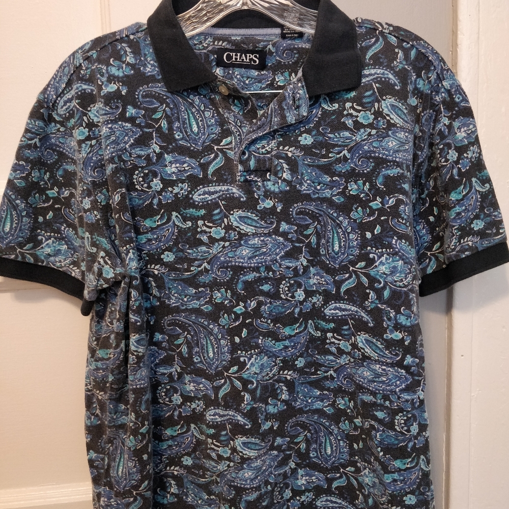 Chaps Blue Paisley Pattern Polo - Men's - Small